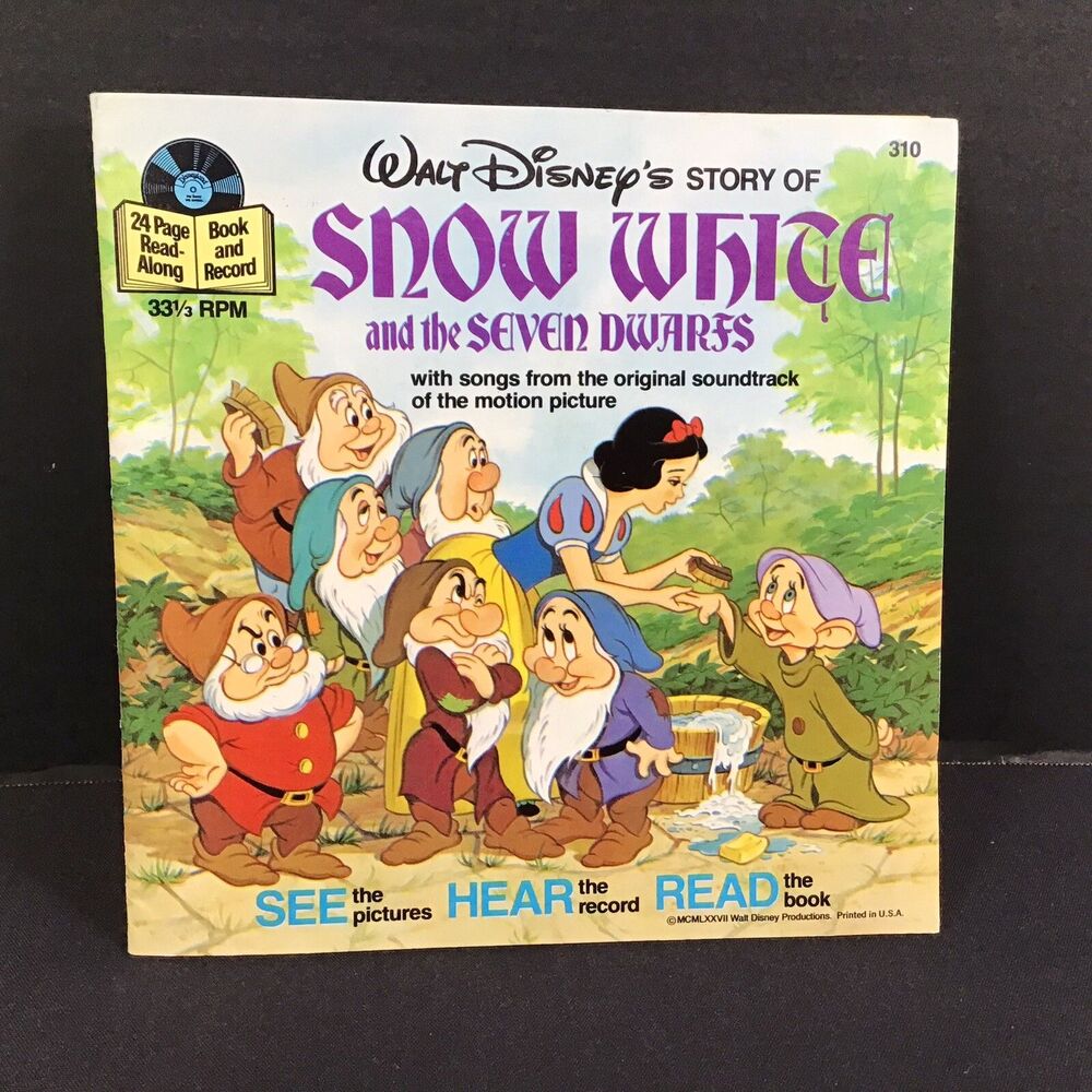 Walt Disney's Story Snow White & The Seven Dwarfs Book and Record Disneyland 310